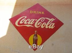 Vintage 1947 Coca Cola Tin Sign 42 X42 Rare Diamond Shape Tin Sign