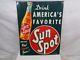 Vintage 1947 Original Sun Spot Soda Tin Advertising Sign 11 1/2w X 14 1/2 H