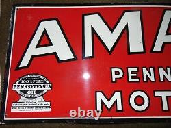 Vintage 1947 Tin Amalie Pa Motor Oil Gas Station Tool Dealer Sign