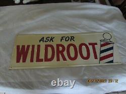 Vintage 1949 Barber Shop WILDROOT Embossed Tin Sign Hair Tonic Advertising Old