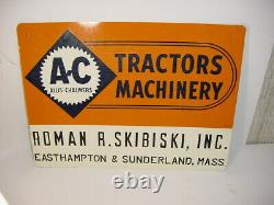 Vintage 1950's Allis Chalmers 24x18 Tin Advertising Sign! Sunderland, MA