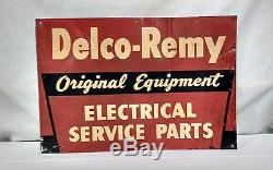 Vintage 1950's Delco-Remy Tin Sign Electrical Service Parts Rare GM Chevrolet