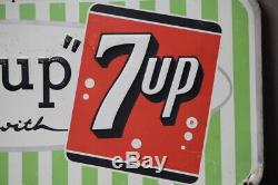 Vintage 1950's Fresh UP With 7UP 7 UP soda pop embossed tin advertising sign HTF