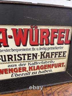 Vintage 1950's German Mocca-wurfel Coffee Tin Embossed Sign Advertising Sst