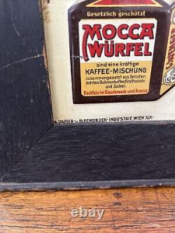 Vintage 1950's German Mocca-wurfel Coffee Tin Embossed Sign Advertising Sst