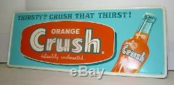 Vintage 1950's Orange Crush Soda Embossed Tin Sign