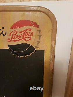 Vintage 1950's Pepsi Cola Tin Soda Menu Board Chalkboard Menu Sign
