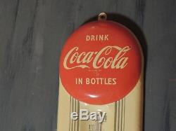 Vintage 1950's RED BUTTON, COCA COLA THERMOMETER, TIN SIGN