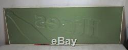 Vintage 1950's Tin Embossed Drink Hires Root Beer Sign 32 x 11 Gas Station USA