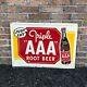 Vintage 1950's Tripple Aaa Root Beer Tin Tacker Embossed Metal Sign Soda Mint
