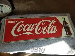Vintage 1950s Coca Cola Metal Tin Sign Soda Pop General Store Parlor Cafe Diner