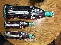 Vintage 1950s Coca-Cola Thermometer Tin Sign Lot of 3 29 2 16 MADE IN U. S. A