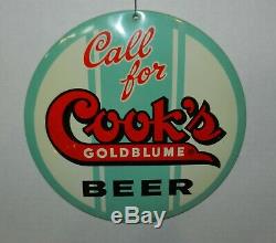 Vintage 1950s Cook's Beer Evansville Indiana Tin Cardboard TOC Button Sign