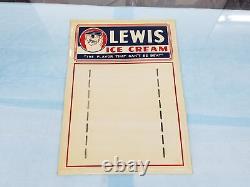 Vintage 1950s Lewis Ice Cream Tin Menu Sign 19 x 13.5 Shelf B1