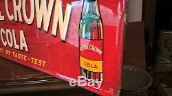 Vintage 1952 Royal Crown Cola Tin Embossed Sign 54W x 18H 2 bottle rc coke