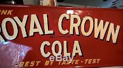 Vintage 1952 Royal Crown Cola Tin Embossed Sign 54W x 18H 2 bottle rc coke