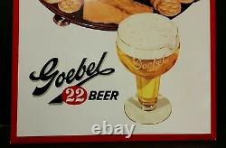 Vintage 1953 Goebel Beer Tin Litho Advertising Beer Sign