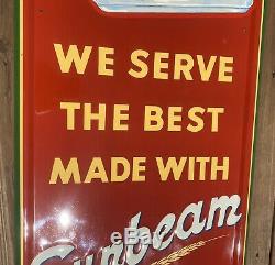 Vintage 1953 Sunbeam Bread Tin Sign NOS Rare Large Embossed Great Condition