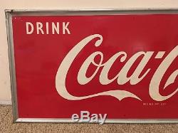 Vintage 1954 Coca Cola Tin Sign Good Condition 18 x 54