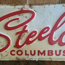 Vintage 1954 Original Embossed STEELCO Columbus Ohio A-M Sign Co
