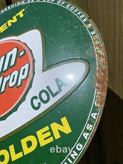 Vintage 1954 Sun Drop Soda Sign Store Cola Drink Gas Oil 22 Tin Tacker RARE
