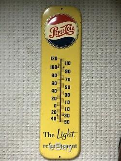 Vintage 1956 Tin Pepsi Cola Bottle Cap Thermometer