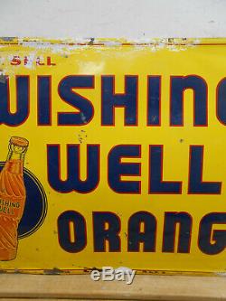 Vintage 1956 Wishing Well Orange Cola 27 X 19 Soda Bottle Tin Sign Rare