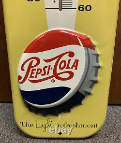 Vintage 1957 Have A Pepsi, The Light refreshment Tin Embossed Thermometer 27 NM