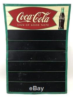 Vintage 1958 ORIGINAL Coca Cola Fish Tail Menu Board Tin Sign of Good Taste