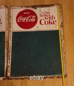 Vintage 1960's Coca-Cola Menu Board Sign Tin Chalkboard Advertising-2 signs