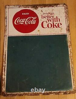 Vintage 1960's Coca-Cola Menu Board Sign Tin Chalkboard Advertising-2 signs