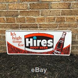 Vintage 1960's It's High Time For Hires Root Beer Tin Tacker Soda Bottle Sign
