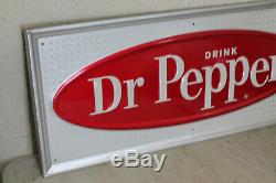 Vintage 1960's Tin Embossed Dr Pepper Sign Stout Sign Co 12 X 27