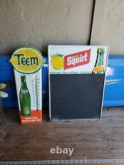 Vintage 1960's Tin Tacker Squirt Soda Chalkboard Menu Board Sign Gas Oil