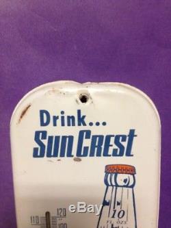Vintage 1960s Suncrest Advertising Thermometer Tin Sign Soda Cola 1960s Soda Advertising