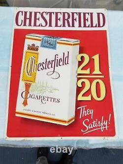 Vintage 1962 Chesterfield They Satisfy Tin Cigarette Sign 24 x 18 Nice L1