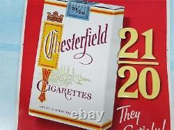 Vintage 1962 Chesterfield They Satisfy Tin Cigarette Sign 24 x 18 Nice L1