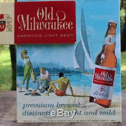 Vintage 1963 Old Milwaukee Beer Tin Display Sign Schlitz Calendar Beach Marine