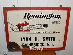 Vintage 1966 Remington Du Pont Chainsaw Bainbridge, NY Tin Sign