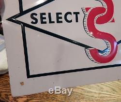 Vintage 1967 Coba Select Sires White Green + Red Tin Sign / Cattle Breeding