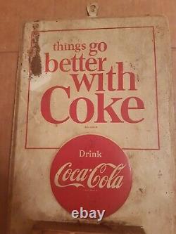 Vintage 1969 Coca Cola Things go Better with Coke Advertising Tin Sign Calendar
