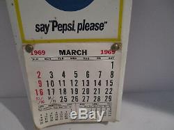 Vintage 1969 PEPSI COLA Soda Metal Tin Sign/Calendar