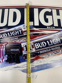Vintage 1990 Bud Light Power Boat Racing Metal Tin Sign 34 x 16