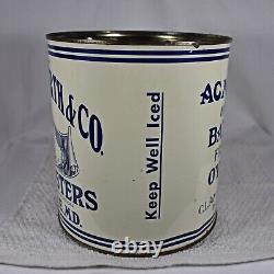 Vintage 1 Gal ACME Brand APPLEGARTH Fresh OYSTERS tin can BEST of BEST EX++