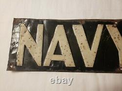 Vintage 20s-30s Navy Snuff Embossed Tin Tacker Advertising Sign 22.5x4 door push
