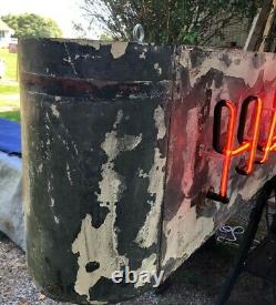 Vintage 2 Sided Neon Tin Can Sign Hamburgers Bar B Q Shipping Available
