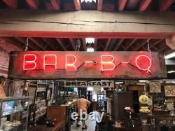 Vintage 2 Sided Neon Tin Can Sign Hamburgers Bar B Q Shipping Available