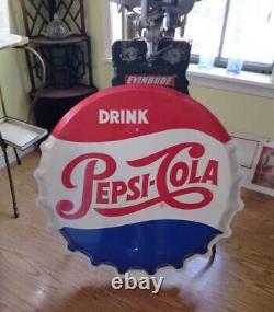 Vintage 30 Pepsi Bottle Cap Embossed Tin Sign