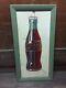 Vintage 37 X 19 White Tin Framed Coca Cola Bottle Sign Rare 4-40 Usa