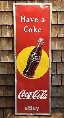 Vintage 40s Have A COKE Coca Cola Sunspot Bottle Tin Embossed Sign MCA Co